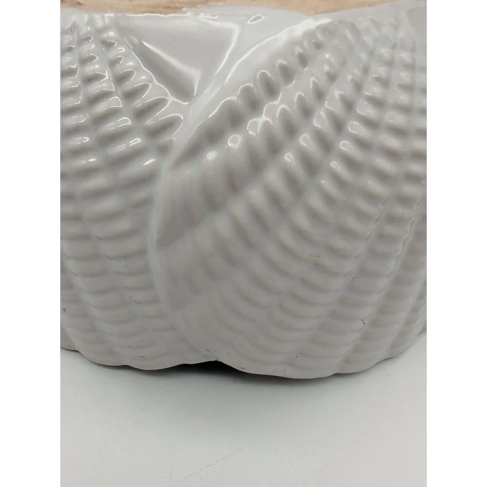 Vtg Seashell Planter White Clam  Nautical Coastal
